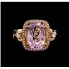 Image 1 : 6.13ct Kunzite and Diamond Ring - 14KT Rose Gold