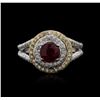 Image 1 : 18KT Two-Tone Gold 1.01ct Ruby and Diamond Ring