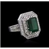 Image 2 : 14KT White Gold 4.09ct Emerald and Diamond Ring