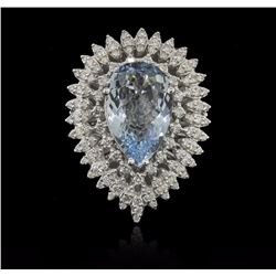 6.06ct Aquamarine and Diamond Ring - 14KT White Gold