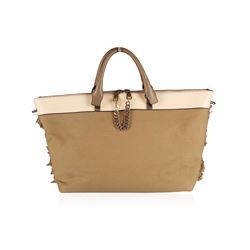 Chloe Baylee Khaki Canvas and Leather Crossbody Tote Bag