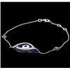 Image 1 : 0.20ctw Diamond Evil Eye Bracelet - 18KT White Gold