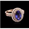 Image 2 : 14KT Rose Gold 1.99ct Tanzanite and Diamond Ring