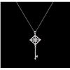 Image 1 : 1.05ctw Diamond Key Pendant With Chain - 14KT White Gold