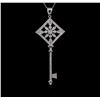 Image 2 : 1.05ctw Diamond Key Pendant With Chain - 14KT White Gold