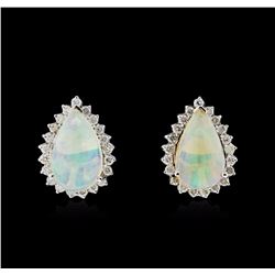 14KT White Gold 8.89ctw Opal and Diamond Earrings