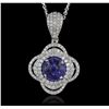 Image 1 : 14KT White Gold 4.18ct Tanzanite and Diamond Pendant With Chain
