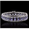 Image 1 : 14KT White Gold 19.75ctw Tanzanite and Diamond Bracelet