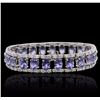 Image 2 : 14KT White Gold 19.75ctw Tanzanite and Diamond Bracelet