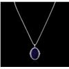 Image 1 : 14KT White Gold 12.29ct Lapis Lazuli and Diamond Pendant With Chain