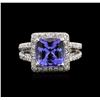 Image 1 : 3.44ct Tanzanite and Diamond Ring - 14KT White Gold