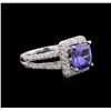 Image 2 : 3.44ct Tanzanite and Diamond Ring - 14KT White Gold