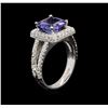 Image 3 : 3.44ct Tanzanite and Diamond Ring - 14KT White Gold