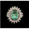 Image 1 : 2.80ct Emerald and Diamond Ring - 14KT White Gold