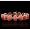 Image 1 : 14KT Yellow Gold 64.90ctw Coral and Diamond Bracelet