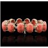 Image 2 : 14KT Yellow Gold 64.90ctw Coral and Diamond Bracelet