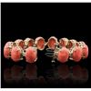 Image 3 : 14KT Yellow Gold 64.90ctw Coral and Diamond Bracelet