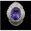 Image 1 : 8.96ct Tanzanite and Diamond Ring - Platinum