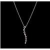 Image 2 : 14KT White Gold 0.30ctw Diamond Pendant With Chain