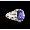 Image 2 : 18KT White Gold 3.72ct Tanzanite and Diamond Ring