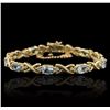 Image 1 : 14KT Yellow Gold 10.00ctw Aquamarine and Diamond Bracelet