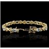 Image 3 : 14KT Yellow Gold 10.00ctw Aquamarine and Diamond Bracelet