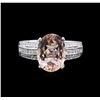 Image 1 : 3.13ct Morganite and Diamond Ring - 18KT White Gold
