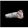 Image 2 : 3.13ct Morganite and Diamond Ring - 18KT White Gold