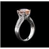 Image 3 : 3.13ct Morganite and Diamond Ring - 18KT White Gold