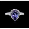 Image 1 : 3.56ct Tanzanite and Diamond Ring - 14KT White Gold