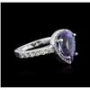 Image 2 : 3.56ct Tanzanite and Diamond Ring - 14KT White Gold