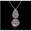 Image 2 : 14KT White Gold 0.10ctw Diamond Pendant With Chain