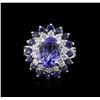 Image 1 : 14KT White Gold 3.37ct Tanzanite, Sapphire and Diamond Ring