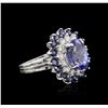 Image 2 : 14KT White Gold 3.37ct Tanzanite, Sapphire and Diamond Ring