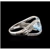 Image 3 : 14KT White Gold 6.50ct Topaz and Diamond Ring