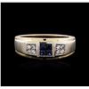 Image 1 : 14KT Two-Tone Gold 0.40ctw Sapphire and Diamond Ring