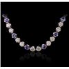 Image 1 : 14KT White Gold 25.92ctw Tanzanite and Diamond Necklace