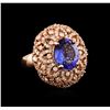 Image 2 : 14KT Rose Gold 4.34ct Tanzanite and Diamond Ring