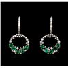 Image 3 : 14KT White Gold 29.36ctw Emerald and Diamond Necklace and Earring Suite
