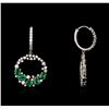 Image 4 : 14KT White Gold 29.36ctw Emerald and Diamond Necklace and Earring Suite