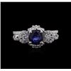 Image 1 : 18KT White Gold 0.73ct Sapphire and Diamond Ring