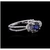 Image 2 : 18KT White Gold 0.73ct Sapphire and Diamond Ring