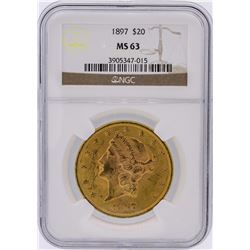 1897 NGC MS63 $20 Liberty Head Double Eagle Gold Coin