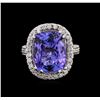 Image 1 : 9.26ct Tanzanite and Diamond Ring - 14KT White Gold