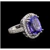 Image 2 : 9.26ct Tanzanite and Diamond Ring - 14KT White Gold