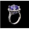 Image 3 : 9.26ct Tanzanite and Diamond Ring - 14KT White Gold