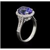Image 3 : 4.65ct Tanzanite and Diamond Ring - 14KT White Gold