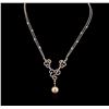 Image 1 : Pearl and Diamond Necklace - 18KT White Gold