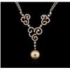 Image 2 : Pearl and Diamond Necklace - 18KT White Gold