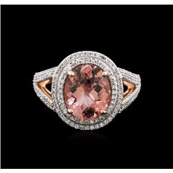 14KT Rose Gold 3.62ct Pink Tourmaline and Diamond Ring